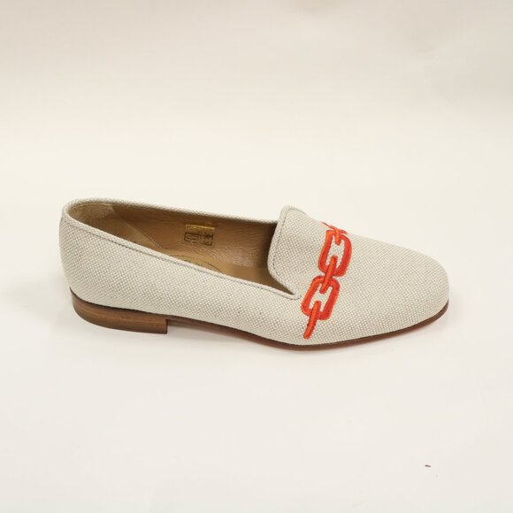 Stubbs & Wootton women's size 7 flax and orange loafers - Picture 10 of 14